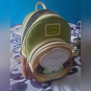 Pixar Loungefly mini backpack, matching wallet, lanyard, and keychain.
